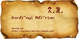 Korányi Márton névjegykártya