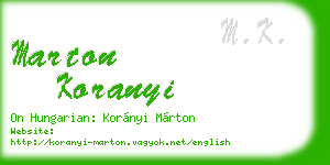 marton koranyi business card