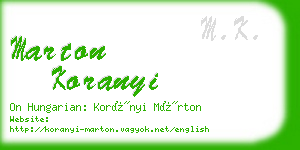 marton koranyi business card